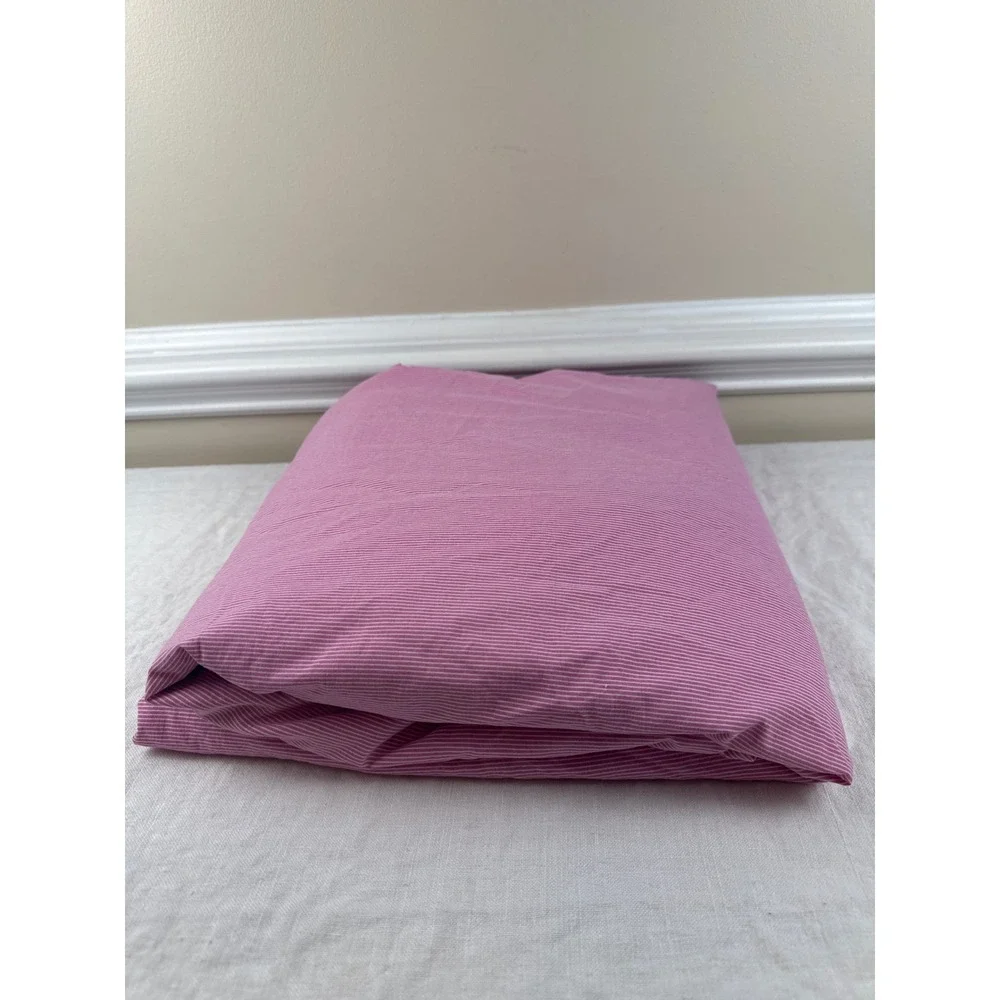 Ralph Lauren Pink White Ticking Stripe Fitted Sheet Full Double 100% Cotton USA